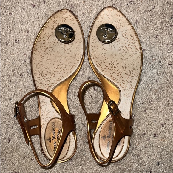 Vivienne Westwood Gold and Brown Sandals - Picture 1 of 4
